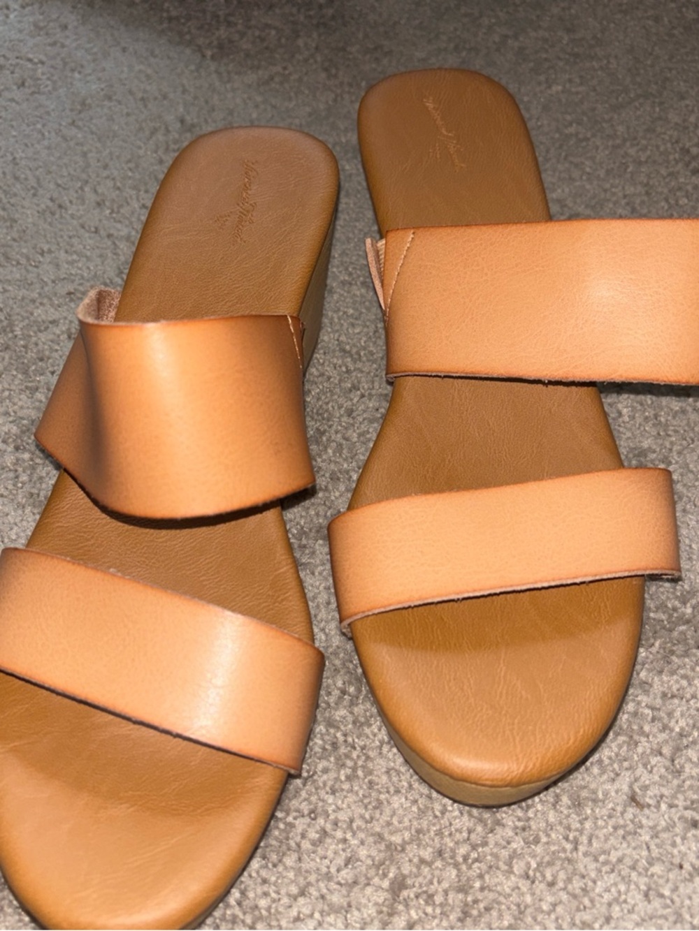 Universal Thread Women's Double Strap Slide Sandals in Tan